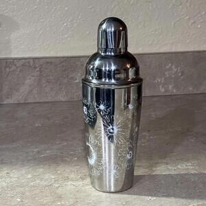 Cocktail Martini Shaker Stainless Steel Flower Silver Metal